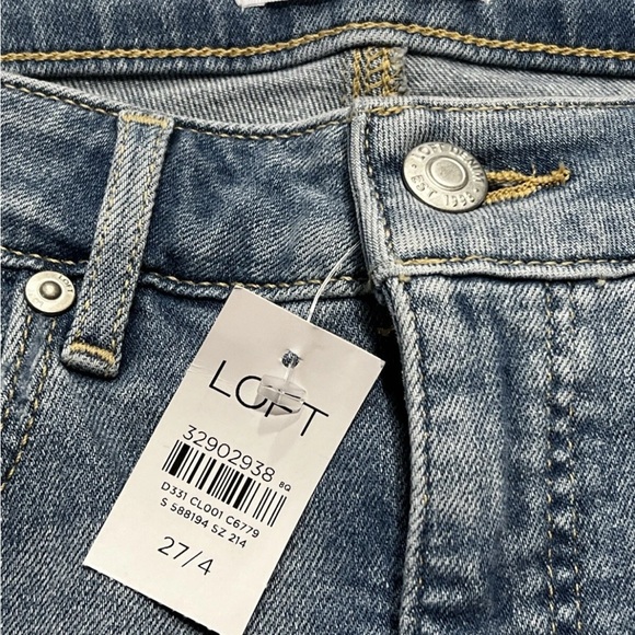 LOFT Curvy Frayed Mid Rise Skinny Jeans Authentic Light Indigo Wash Size 27/4 - Picture 7 of 10